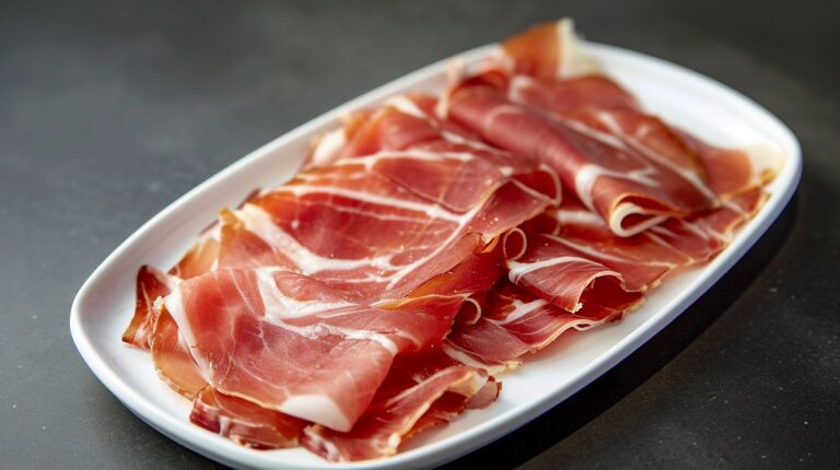 plato de jamon iberico con puntos blancos